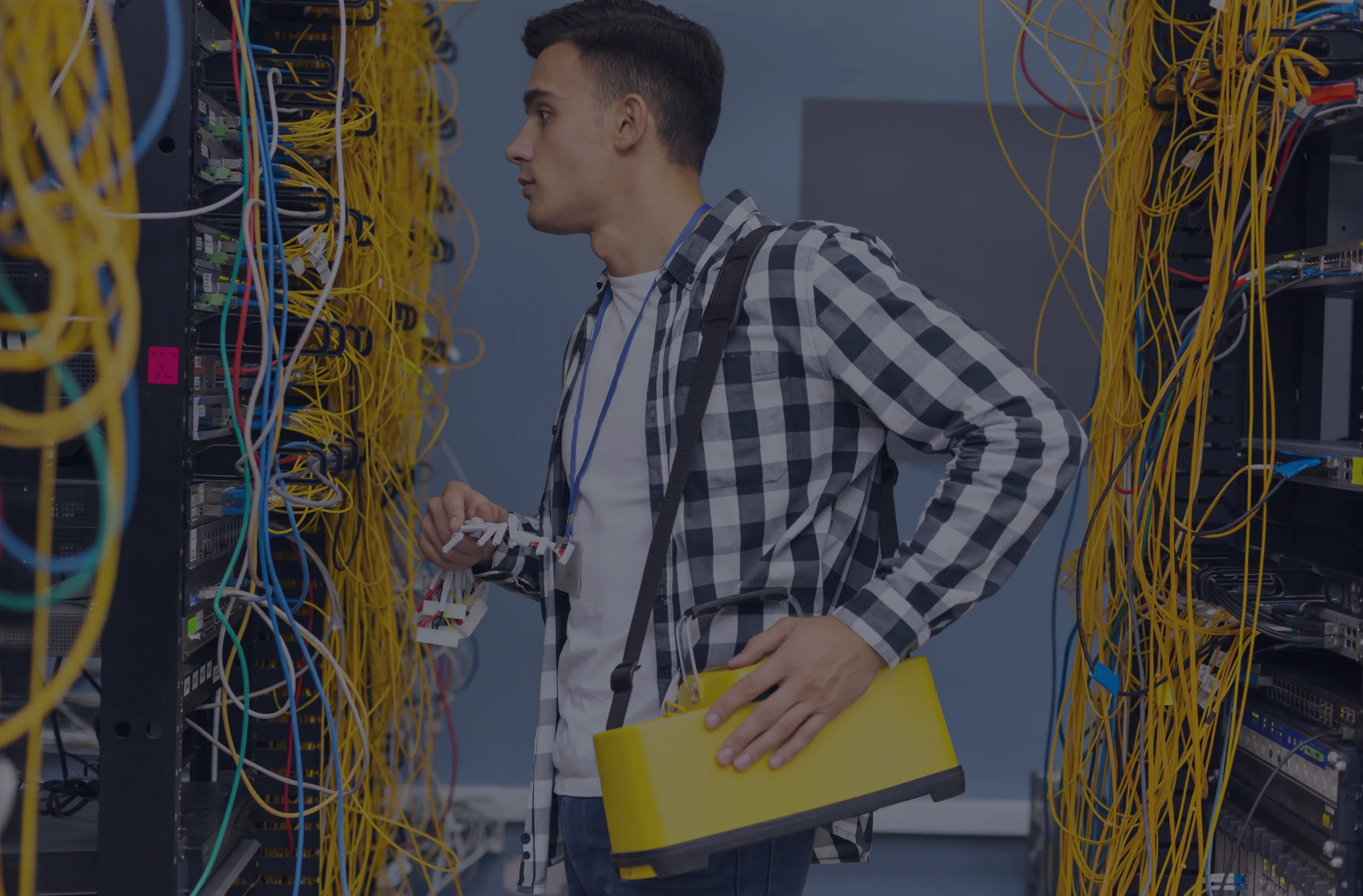 Engineer configuring network infrastructure for CDN and DRM