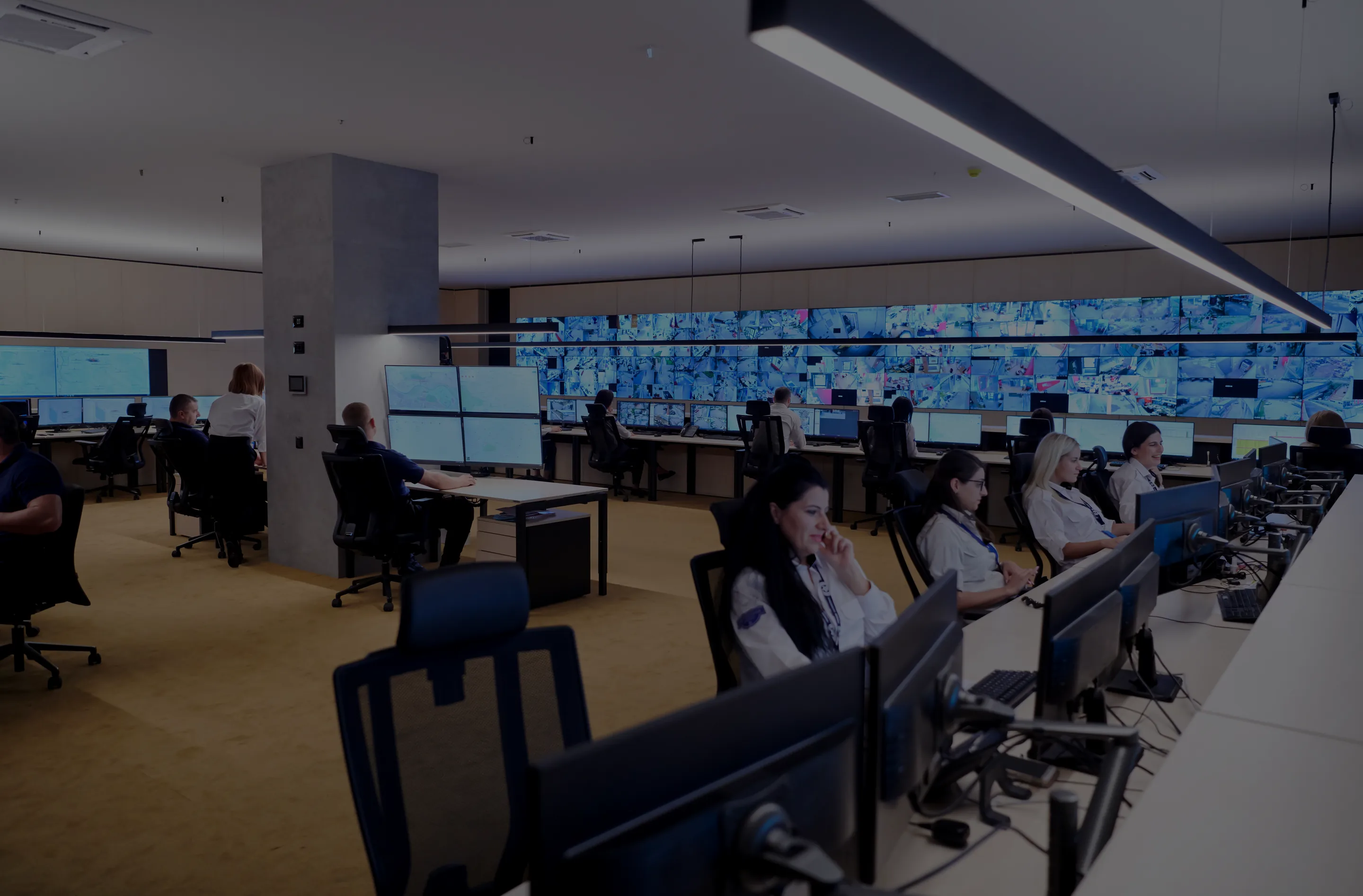 Engineers monitoring the live broadcast in a data centre