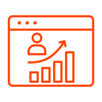 Customer engagement analytics icon showing data visualization and customer behavior insights dashboard