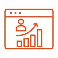 Customer engagement analytics icon showing data visualization and customer behavior insights dashboard