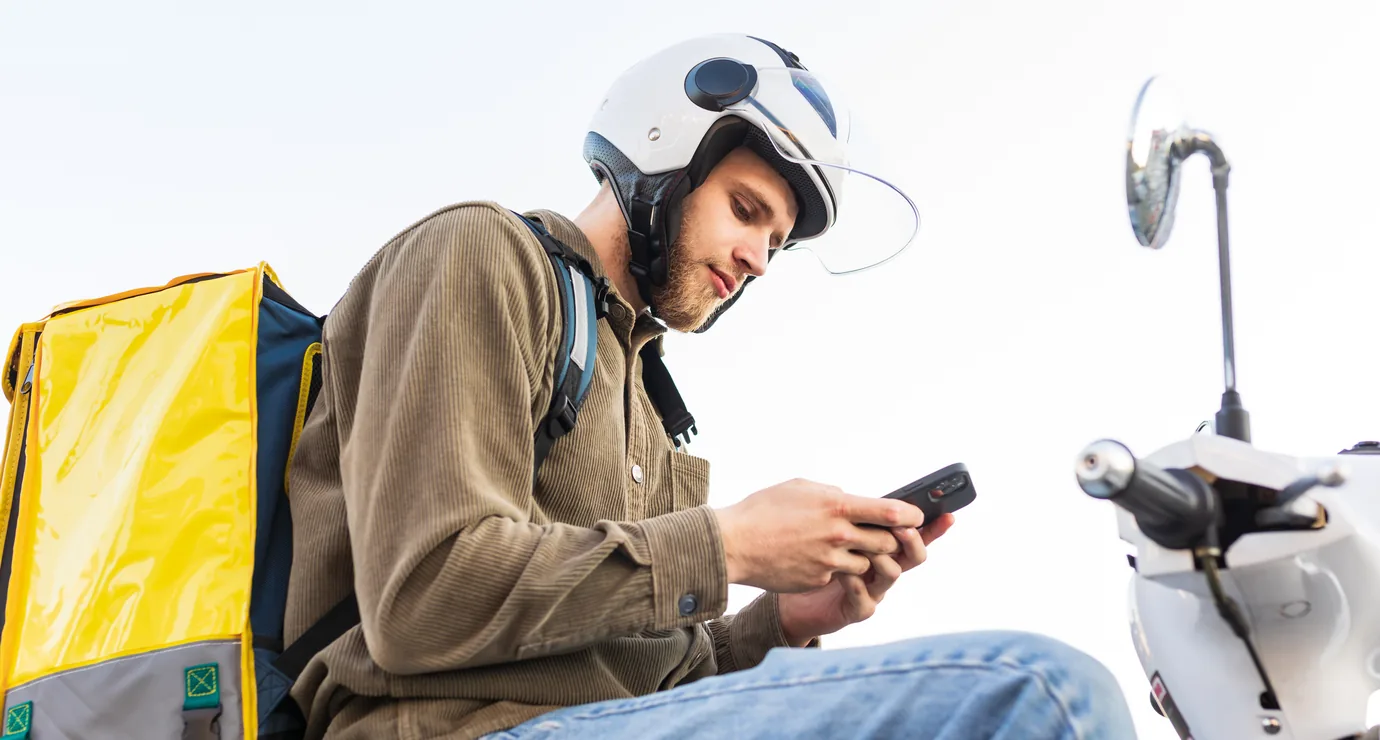 Delivery rider being dispatched with an order