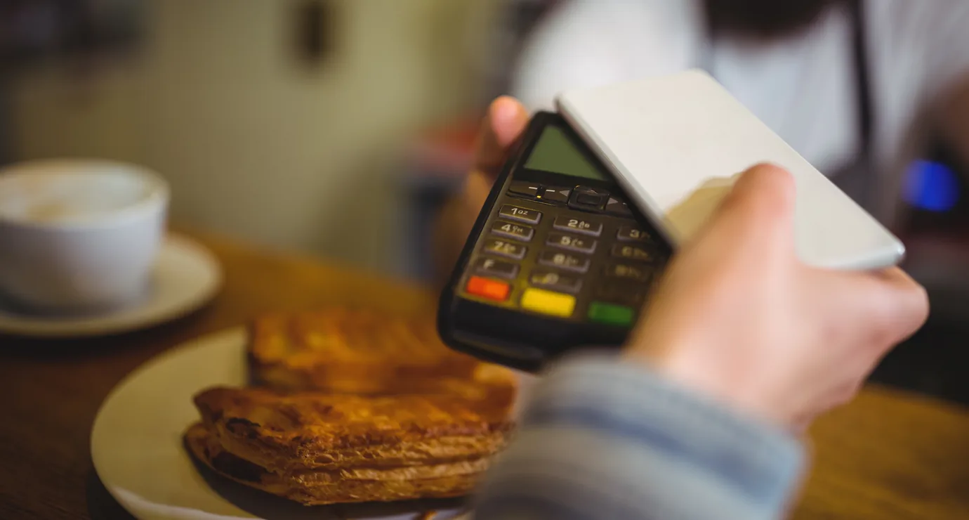 Digital payment being completed for a food order