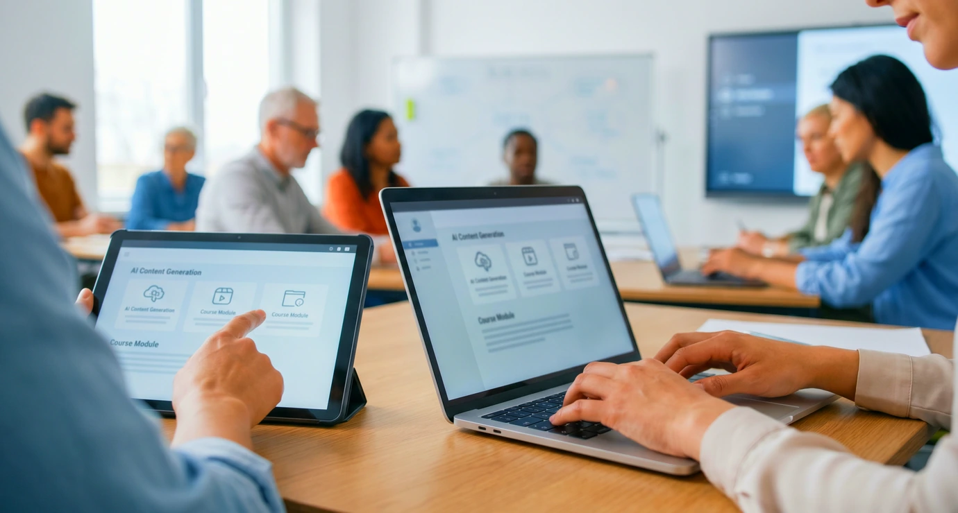 LMS course authoring and AI content