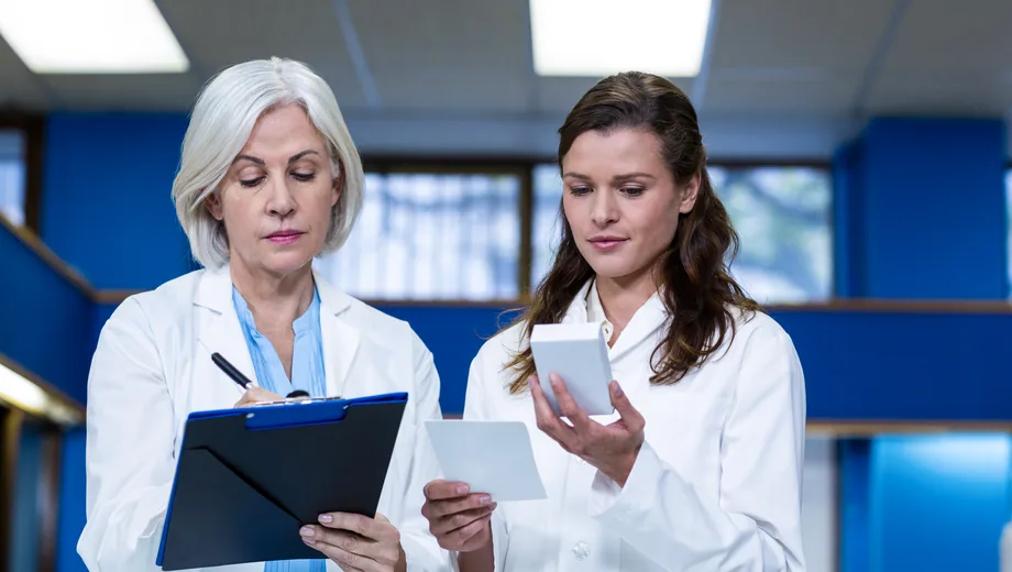 Pharmacist reviewing a prescription before release
