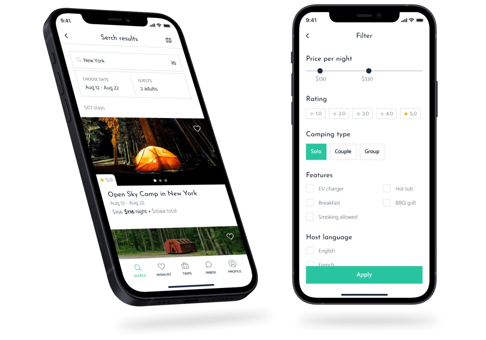camp booking mobile app development