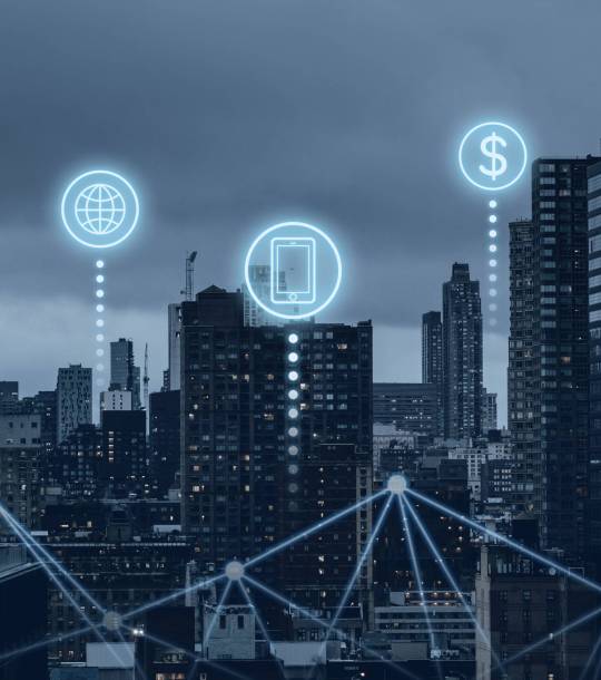 Futuristic smart city with 5G global network technology Futuristic smart city with 5G global network technology
